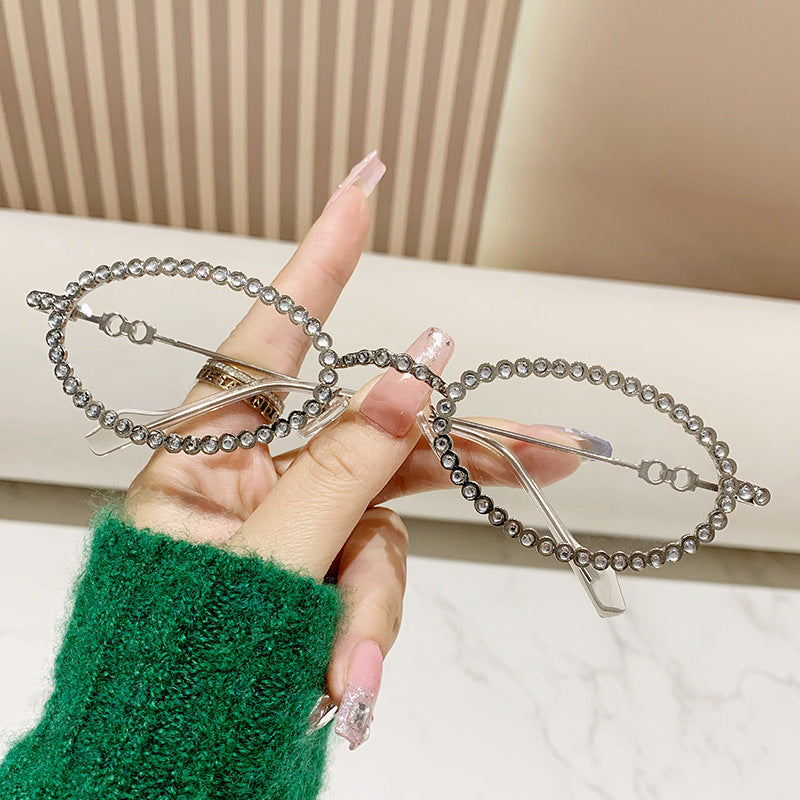 Damen Designer-Brillengestell mit extravagantem Perlenrahmen Karnz
