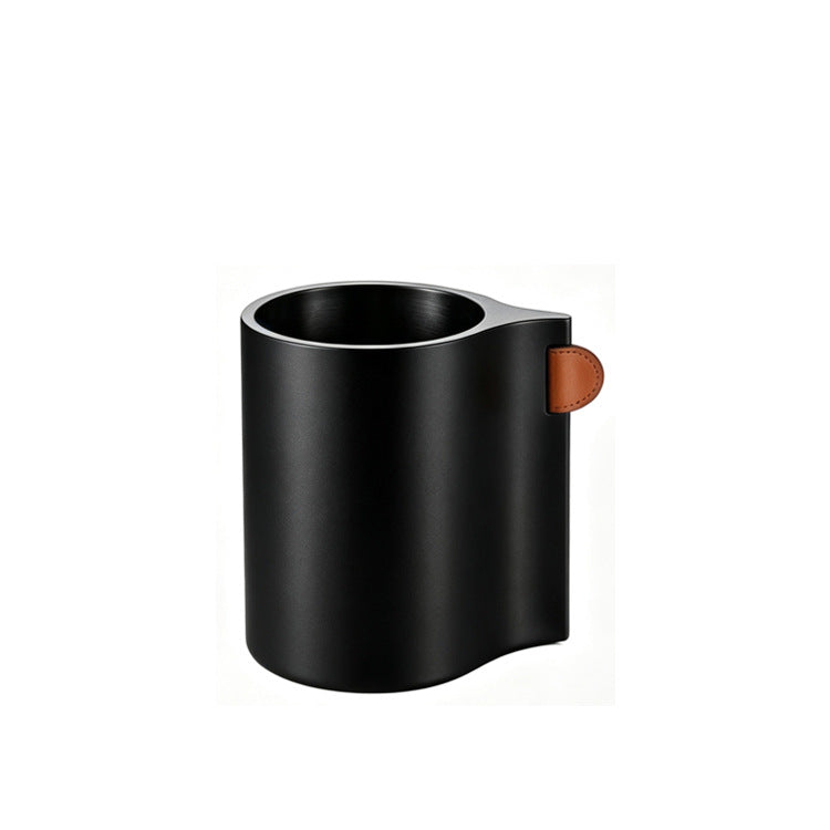 Edelstahlkaffeetasse mit Ledergriff
