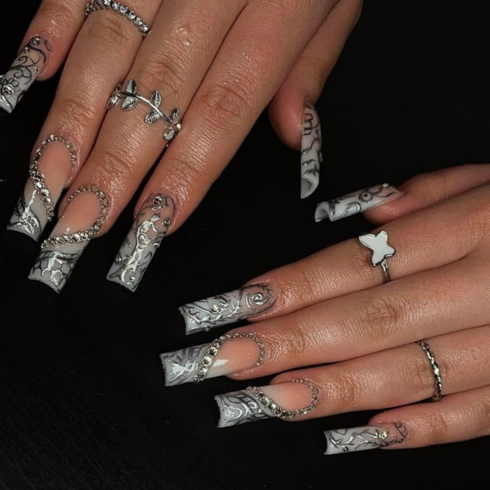 Rhinestone & Elegantes Design Press-On Nägel Karnz