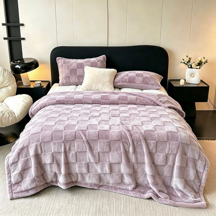 Strukturiert Patchwork Fleece Decke Karnz