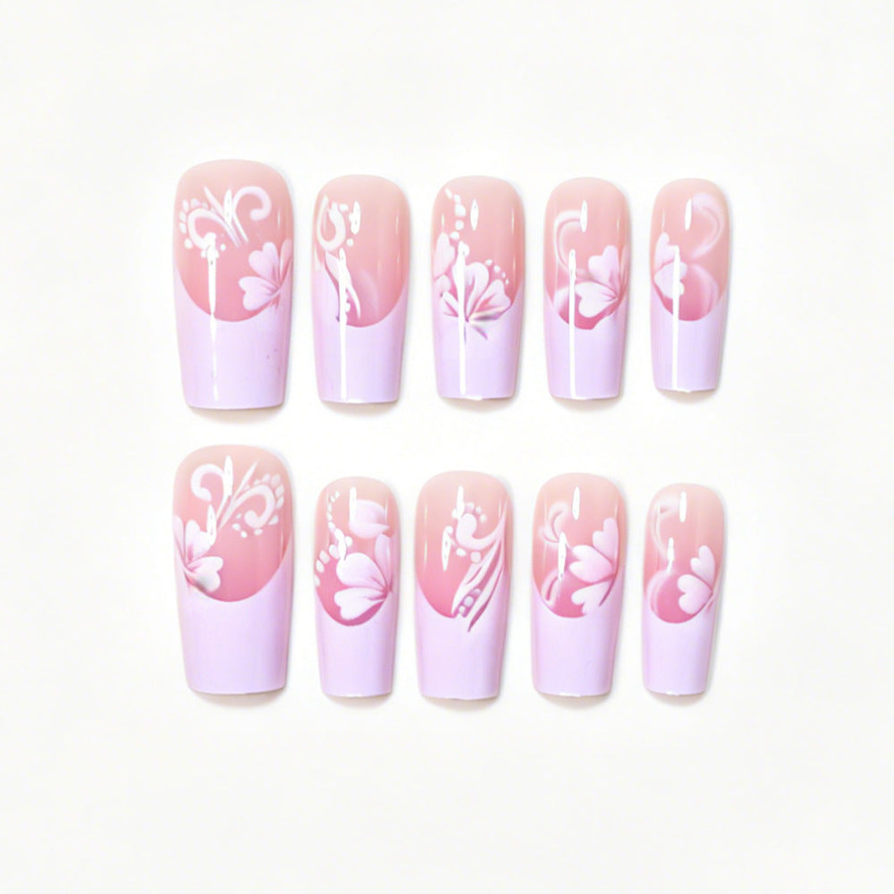 Florales Akzent Press-On Nagelkunst-Set Karnz