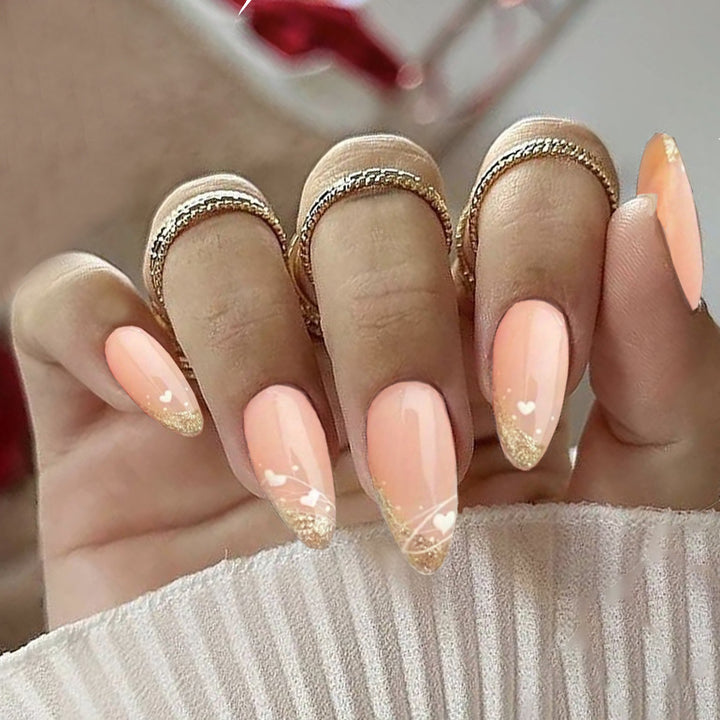 Stylische Glitzer French Tip Press-On Nägel Karnz