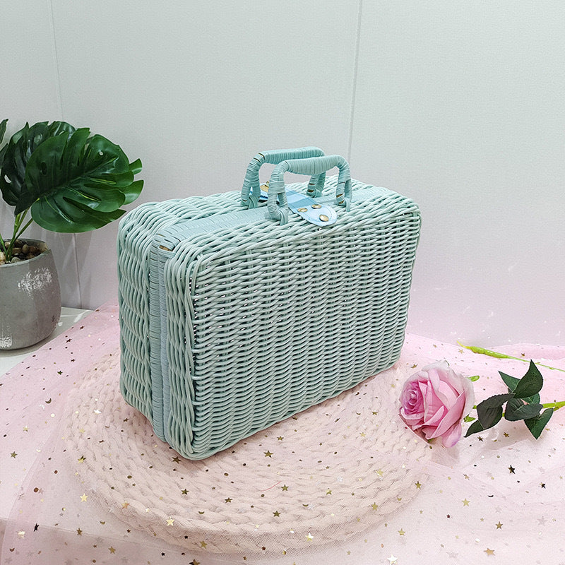 Damen Stilvolle Rattenbox mit praktischen Griffen Karnz