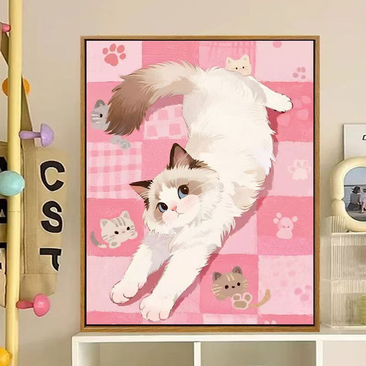 Niedliches katzenbasiertes dekoratives Leinwandkunstwerk Karnz
