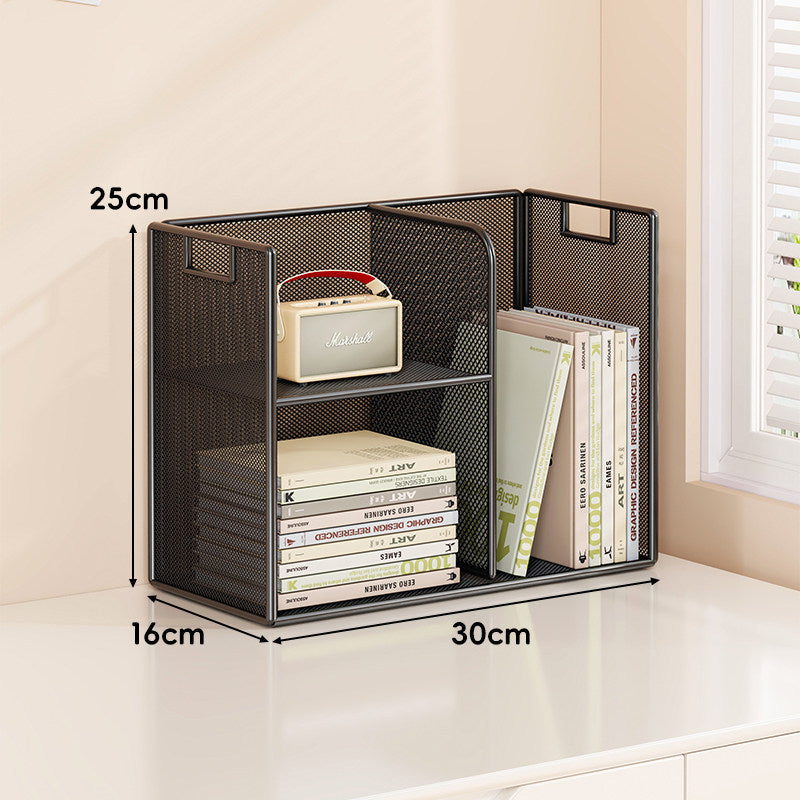 Mesh Stufiger Desktop-Organizer-Regal mit Griffausschnitten