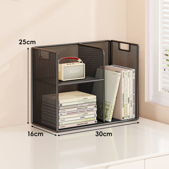 Mesh Stufiger Desktop-Organizer-Regal mit Griffausschnitten