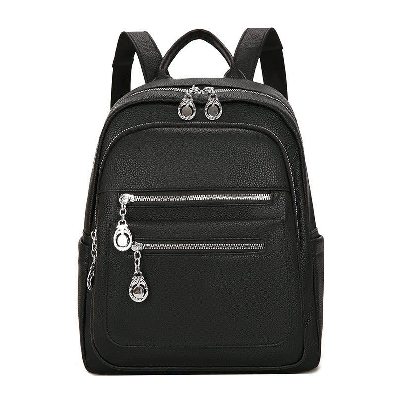 Stylischer Mehrfach-Taschen Leder-Rucksack Karnz