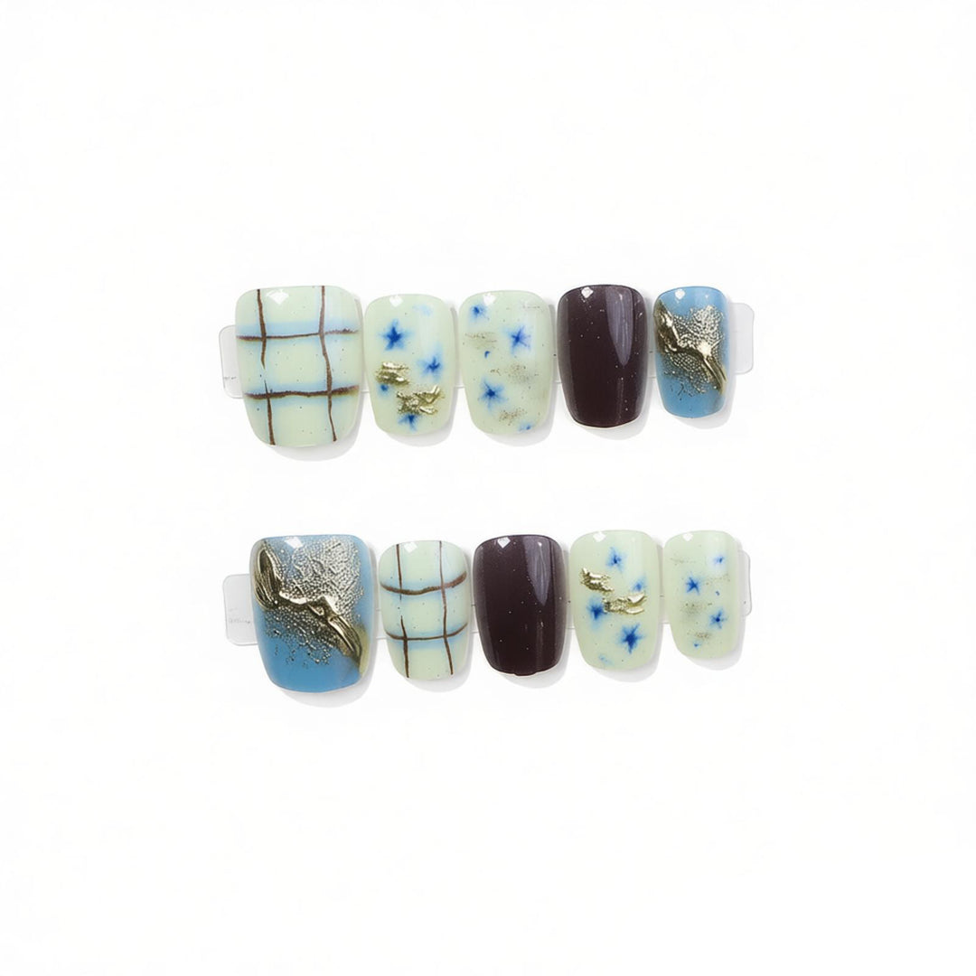 Künstlerisches Abstract Press-On Nagelkunst Set Karnz