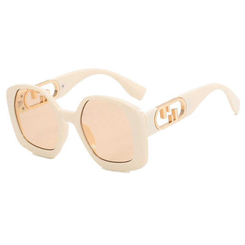 Damen oversized Sonnenbrille mit extravagantem geometrischen Rahmen und eleganten Akzenten Karnz