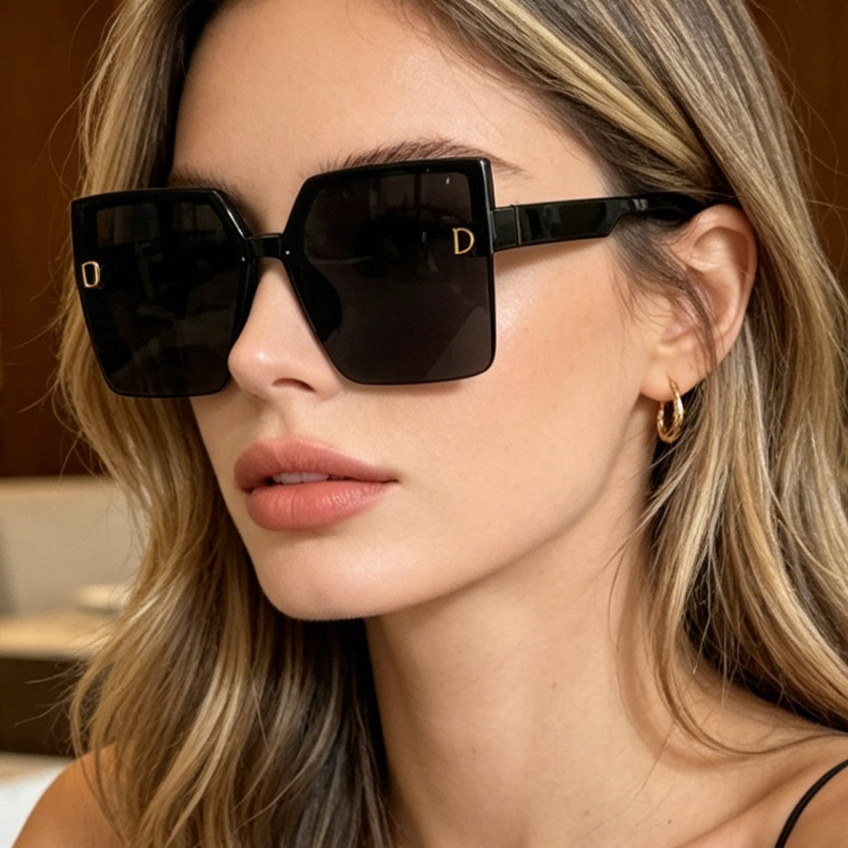 Damen quadratische Sonnenbrille mit elegantem Verlauf Karnz