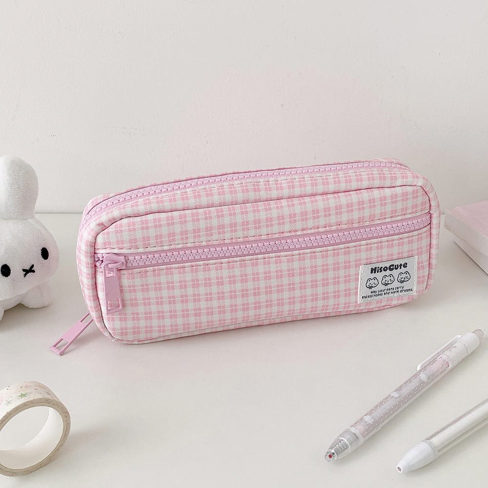 Stylische Gingham Karierten Stiftetui Karnz