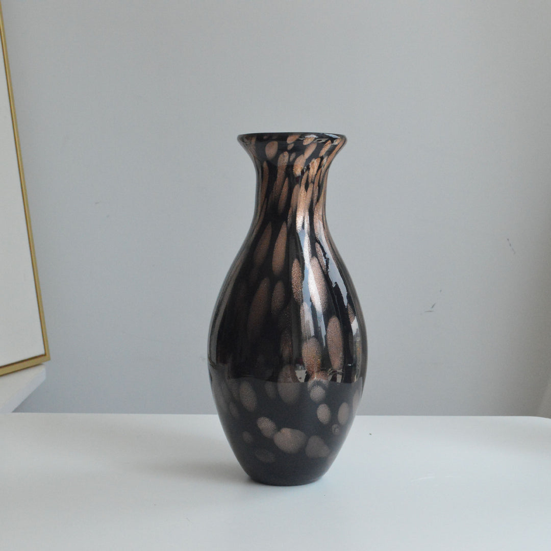 Mouth-Blown Gesprenkelter Glasbirnenvase mit Schmalem Mund und Hochglanz-Finish Karnz