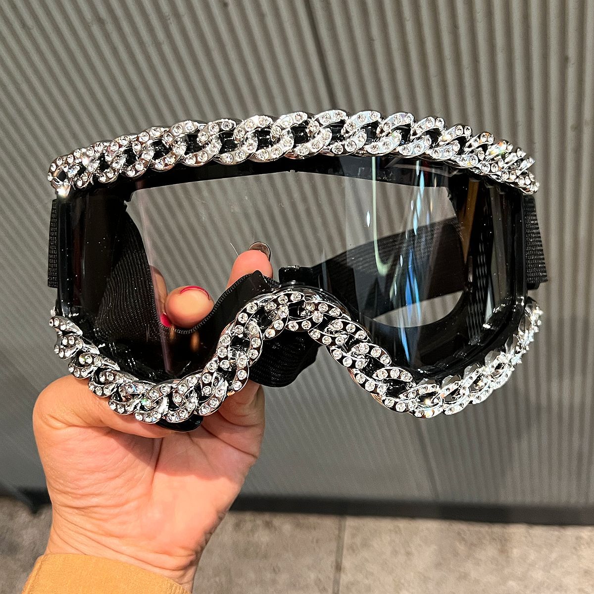 Damen modische Skibrille mit strassverziertem Rahmen Karnz