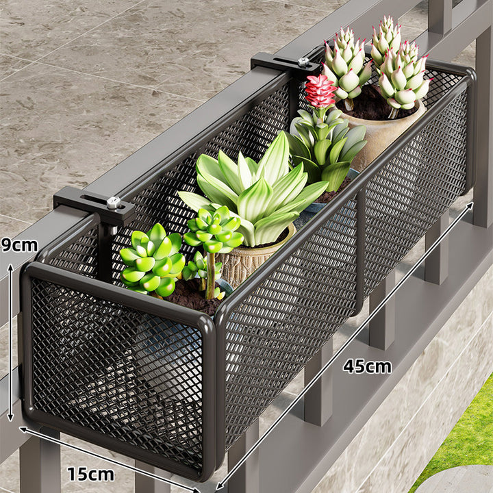 Mesh-Balkon-Hängepflanzenkasten mit Klemmhalterung und Entwässerung
