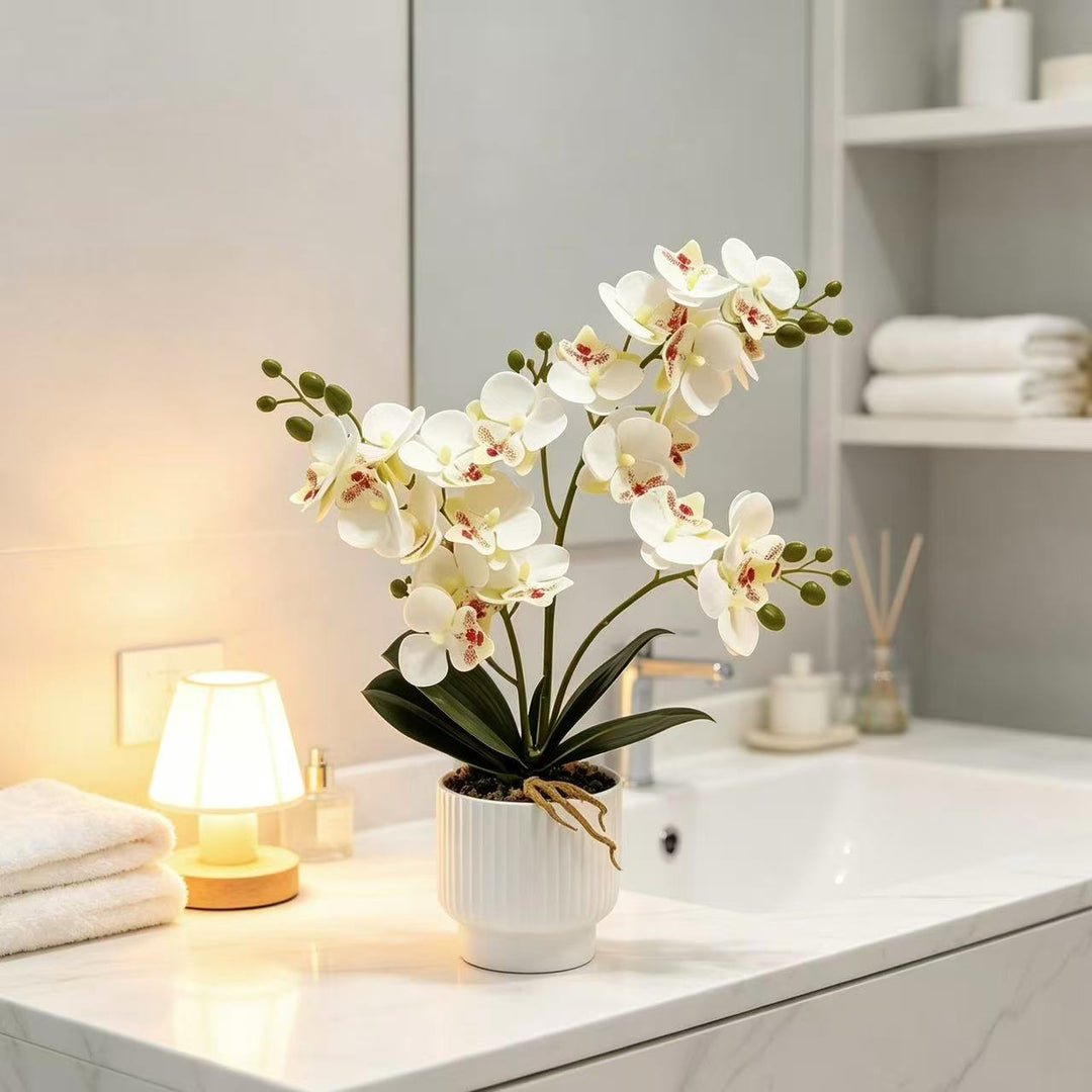 Realistische künstliche Orchideenpflanzenanordnung für die Wohnkultur