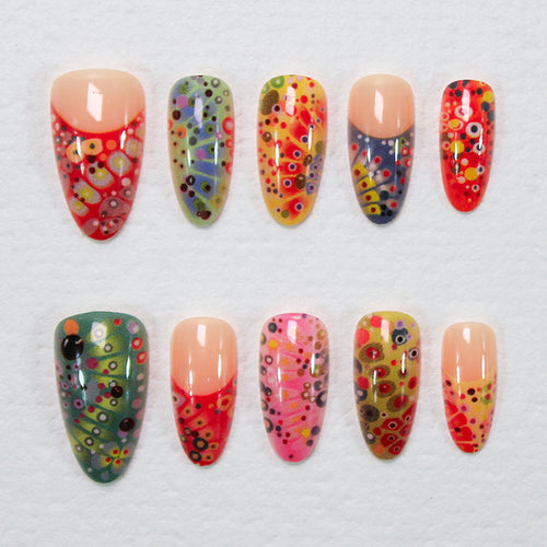 Künstlerisches handgemaltes Press-On Nagelkunstset