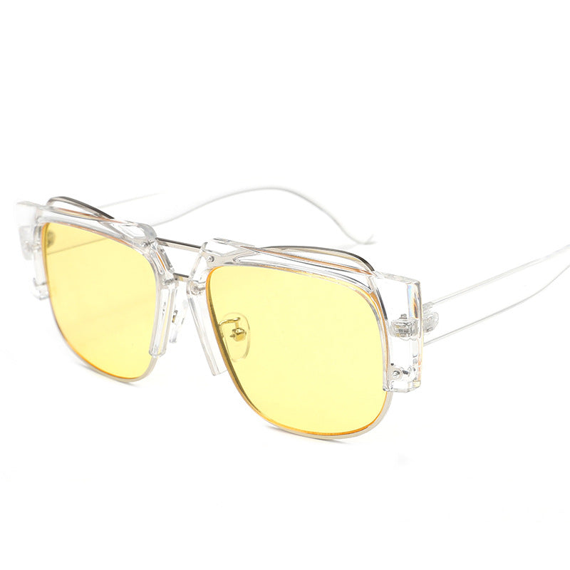 Damen Modische quadratische Sonnenbrille mit einzigartigem Kettendesign Karnz