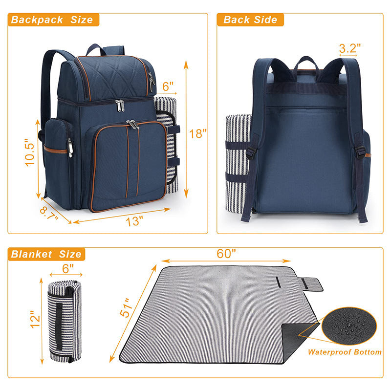 Gourmet Picknick Rucksack mit Geschirr und Kühlfach Karnz