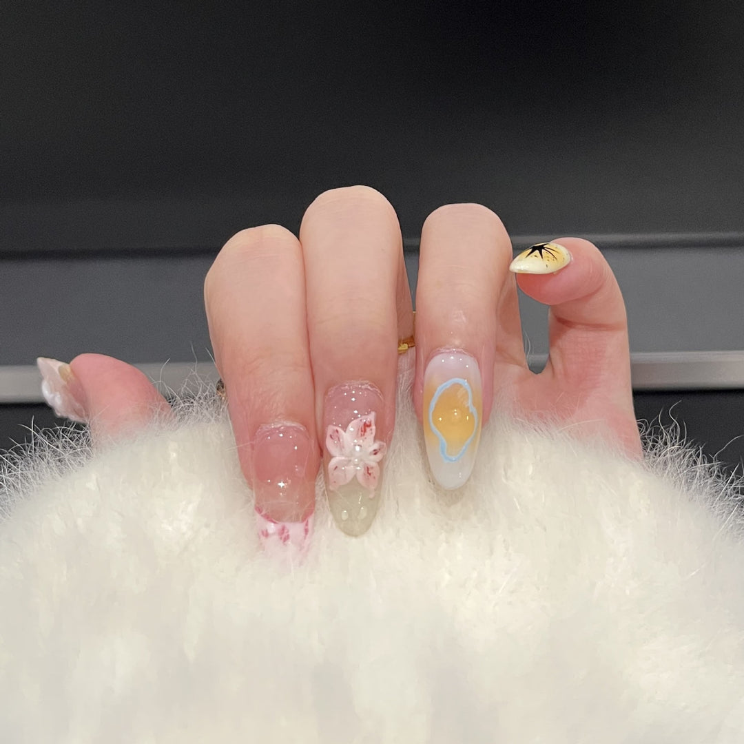Künstlerisches Floral Press-On Nagelkunst Set Karnz