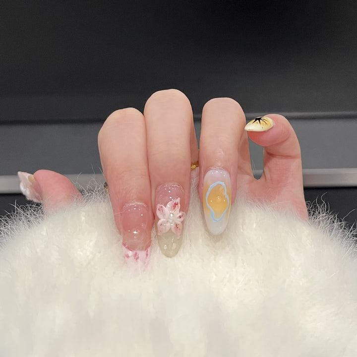 Künstlerisches Floral Press-On Nagelkunst Set Karnz
