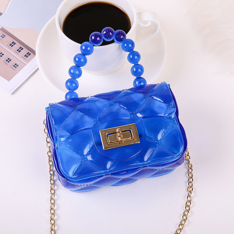 Damen modische Handtasche mit perlenbesetztem Griff Karnz