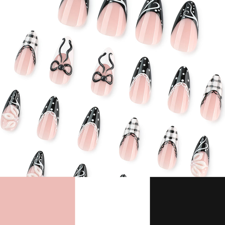 Kunstvolle Stiletto-Nägel mit floralen und geometrischen Akzenten Karnz
