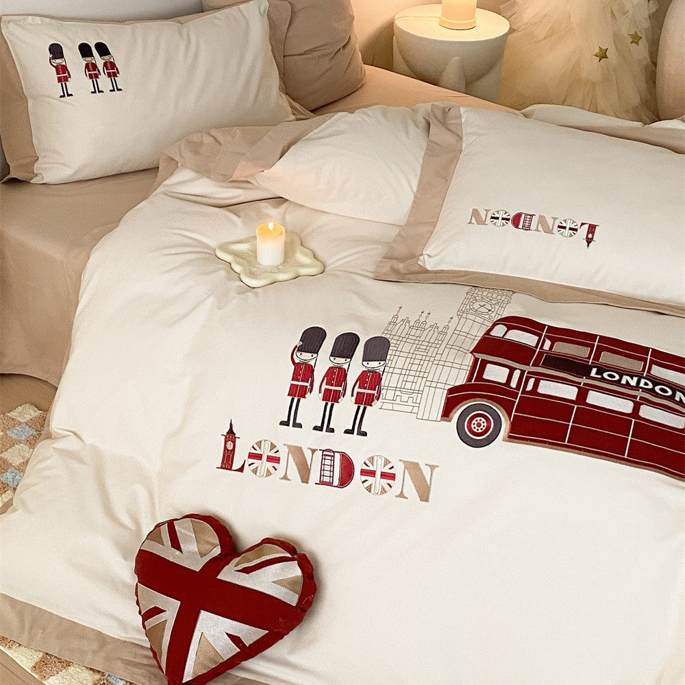 Kinder-Reise-theme Baumwoll-Percale Bettbezug Set