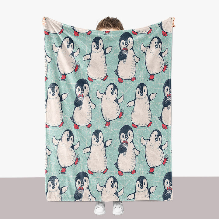 Pinguin-Themen-Plüsch-Wurfdecke
