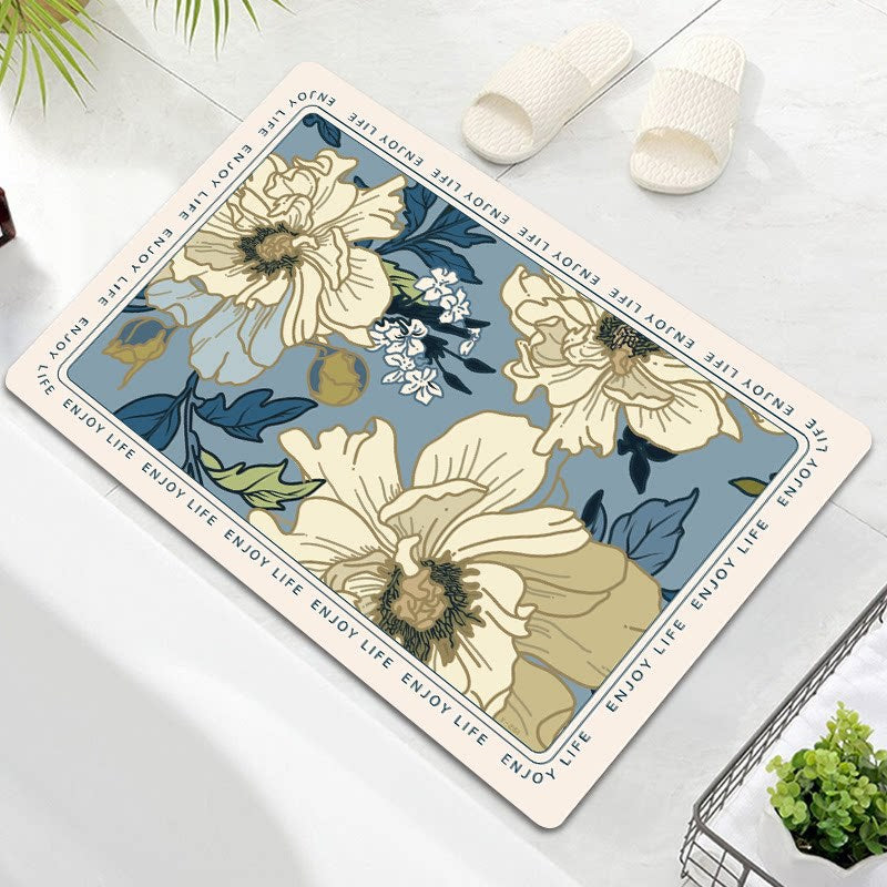 Oval Floral Design Badteppich