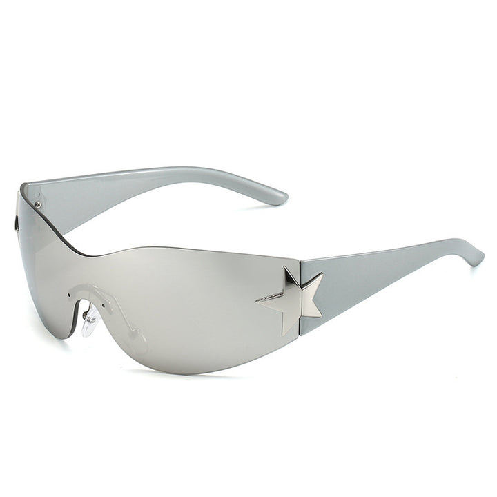 Modebewusste Shield-Sonnenbrille mit Sternakzent Karnz