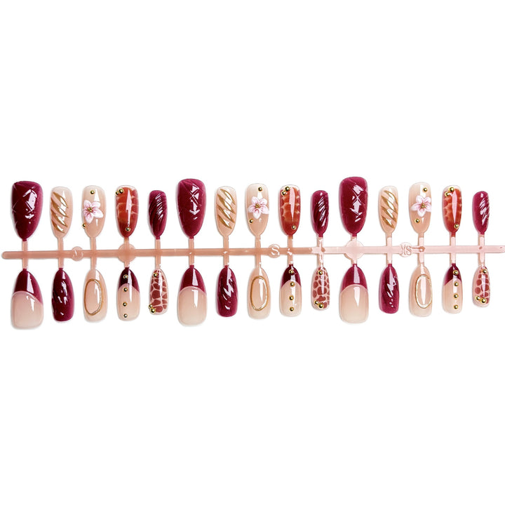 Dekoratives Floral-Design Press-On Nagelkunstset