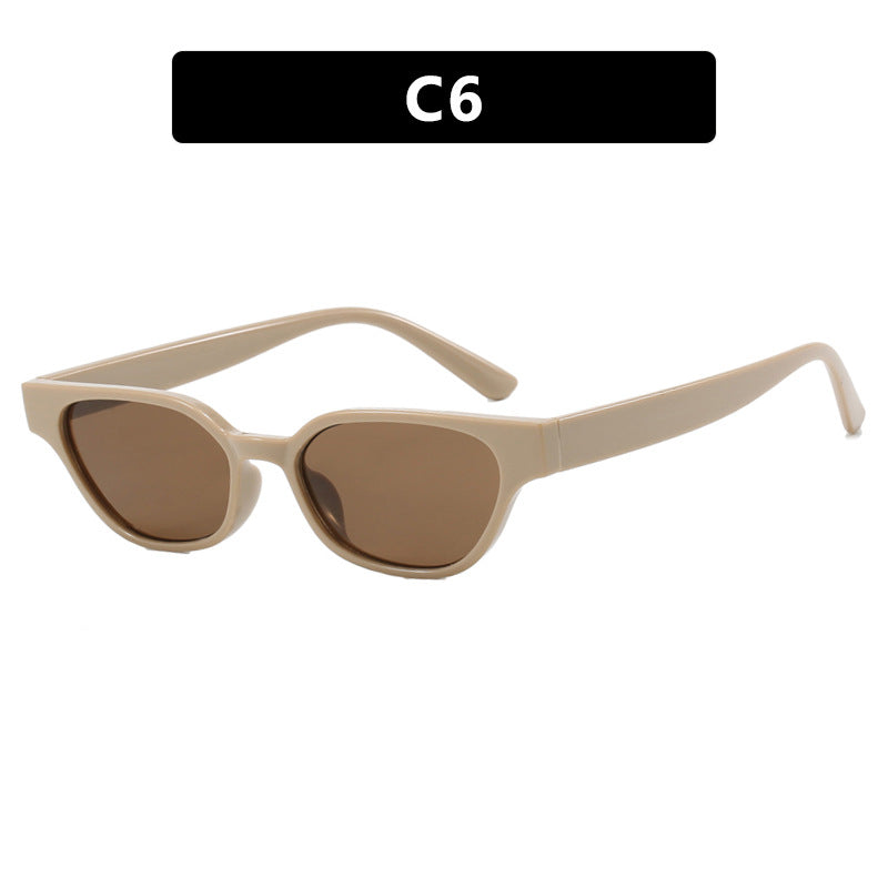 Damen modische Sonnenbrille mit geschwungenem Rahmen und braunen Gläsern Karnz