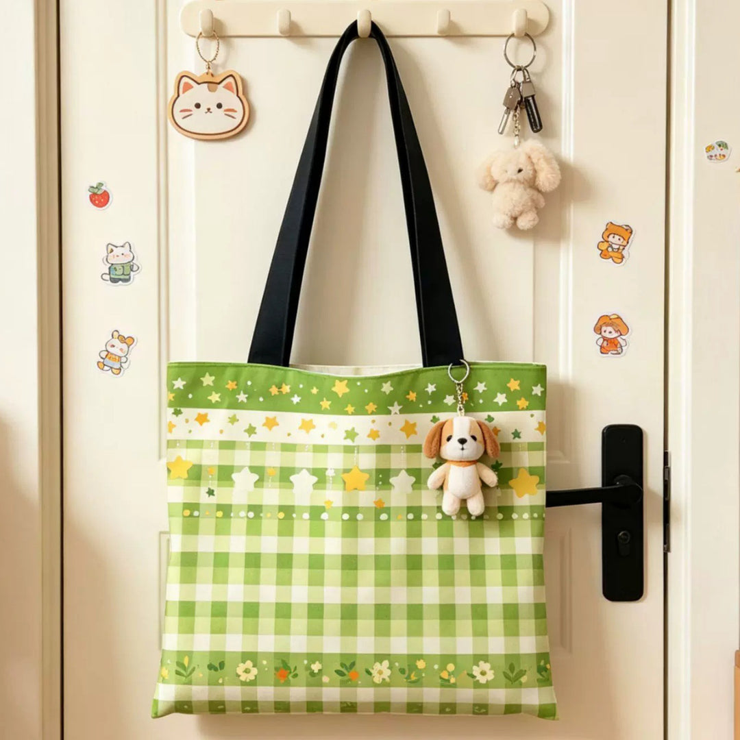 Verspielte Cartoon-Themen Canvas-Shopper-Tasche