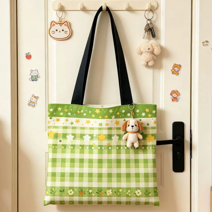 Verspielte Cartoon-Themen Canvas-Shopper-Tasche