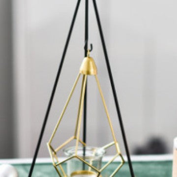 Dekoratives geometrisches hängendes Teelichthalter-Set mit Metallständern und Glasvotivhaltern Karnz