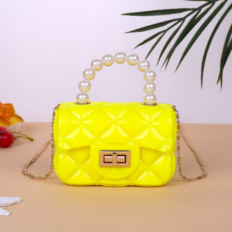 Damen elegante Handtasche mit Perlenhenkel Karnz