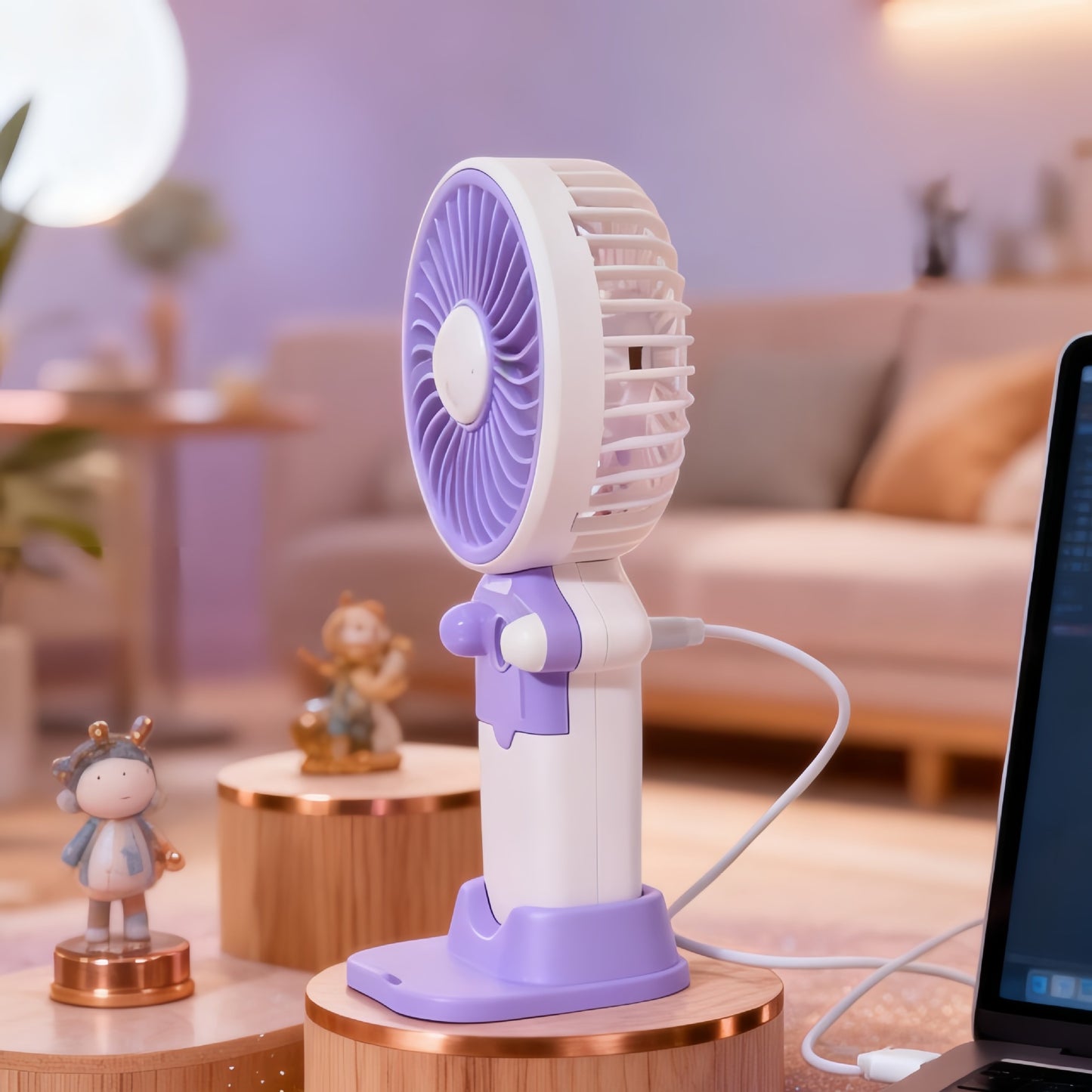 Damen Tragbarer Handventilator mit USB-Ladefunktion und flexibler Neigungsverstellung Karnz