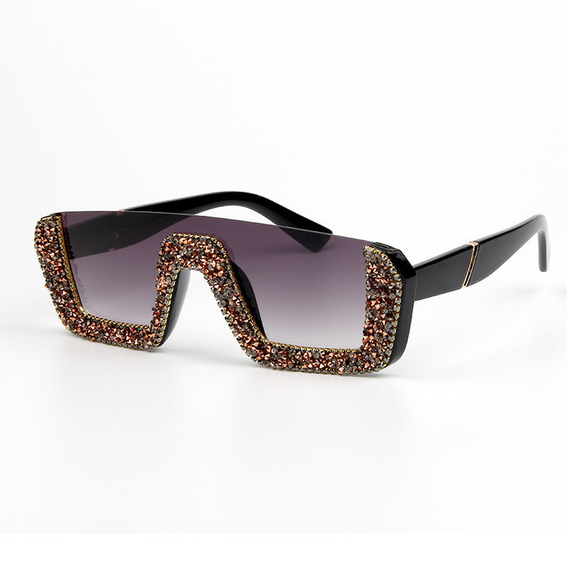 Damen elegante Glitzer-Sonnenbrille mit markantem Rahmen Karnz