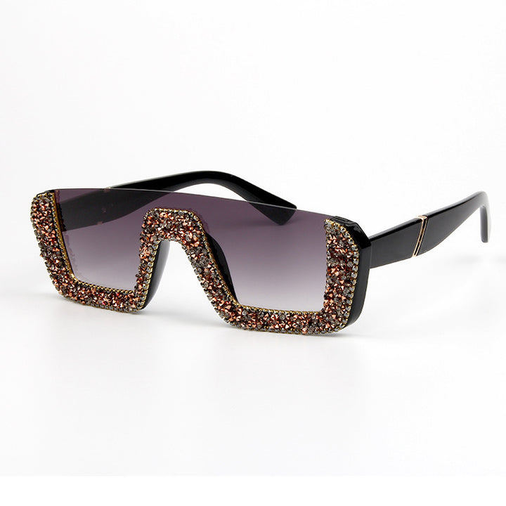 Damen elegante Glitzer-Sonnenbrille mit markantem Rahmen Karnz