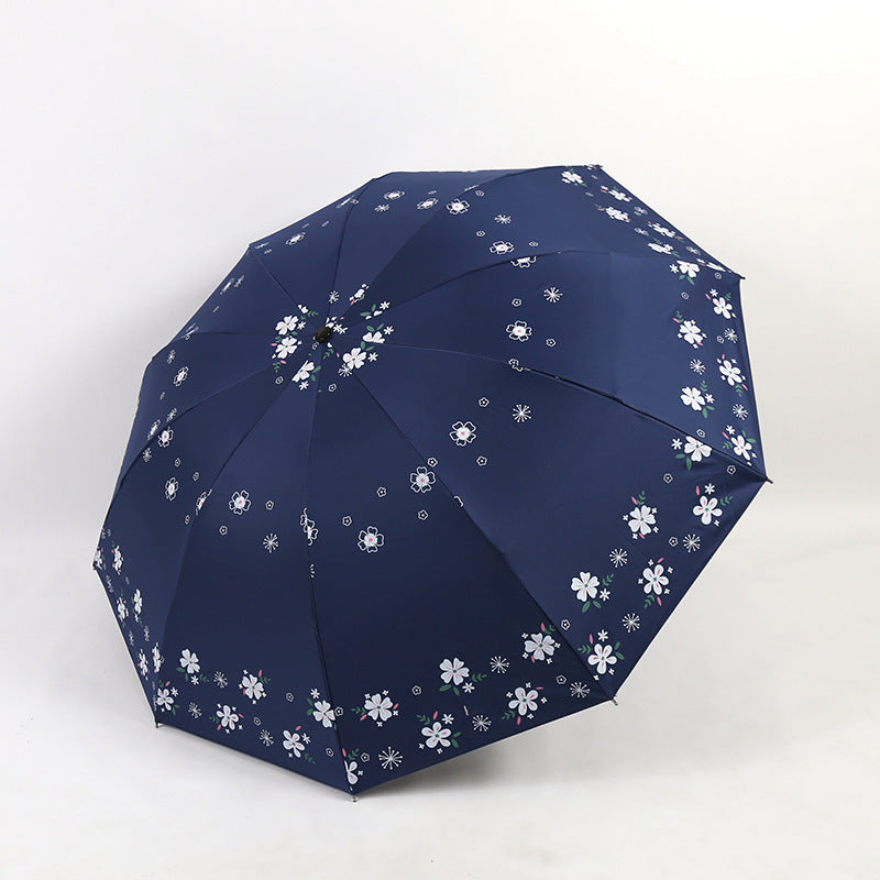 Damen Stilvoller Falt-Regenschirm mit floralen Motiven Karnz