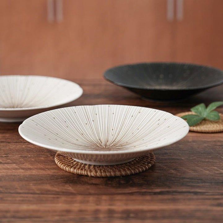 Handgefertigte japanische Mino Ware Keramische zerknitterte Teller | Karnz