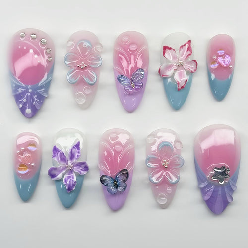 Premium Floral Design Press-On Nail Set Karnz
