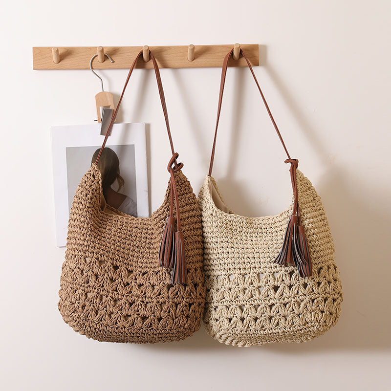 Damen Stilvolle Henkeltasche aus nachhaltigem Bastmaterial Karnz