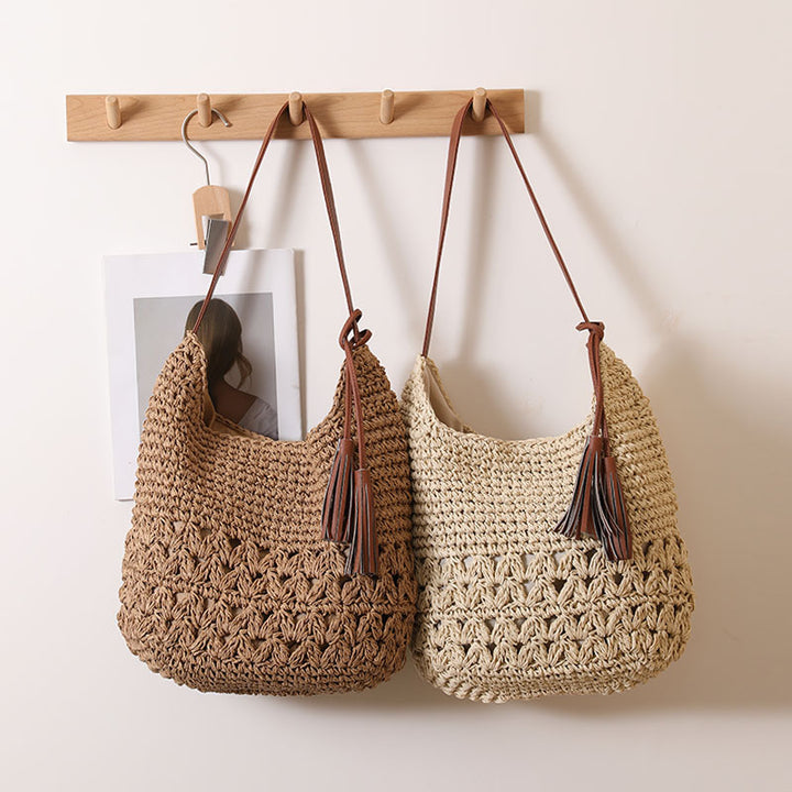 Damen Stilvolle Henkeltasche aus nachhaltigem Bastmaterial Karnz
