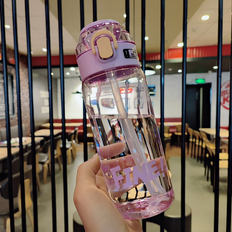Damen Ergonomische Trinkflasche mit integriertem Strohhalm Karnz