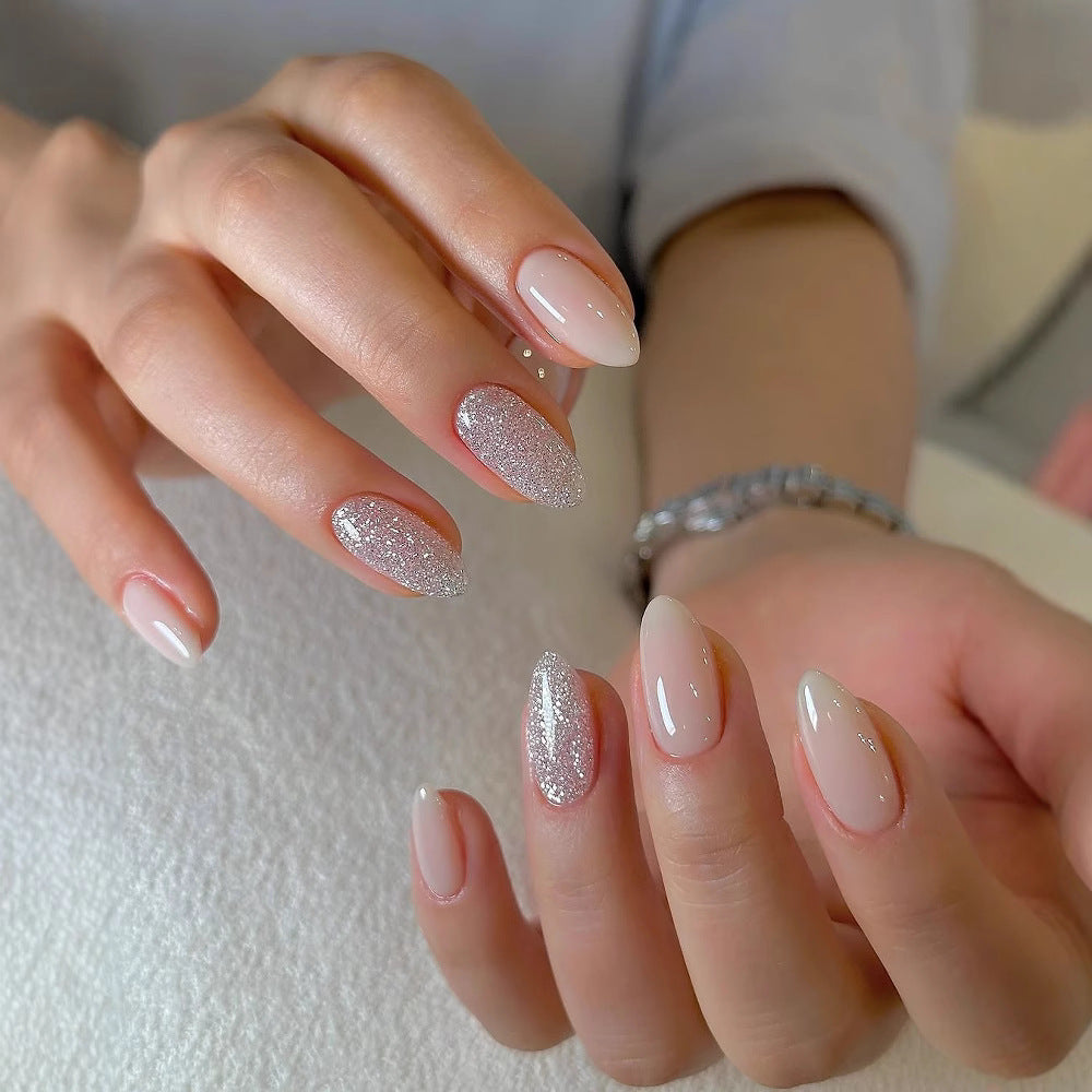 Elegante Glitzernde Mandel Förmige Press-On Nägel Karnz