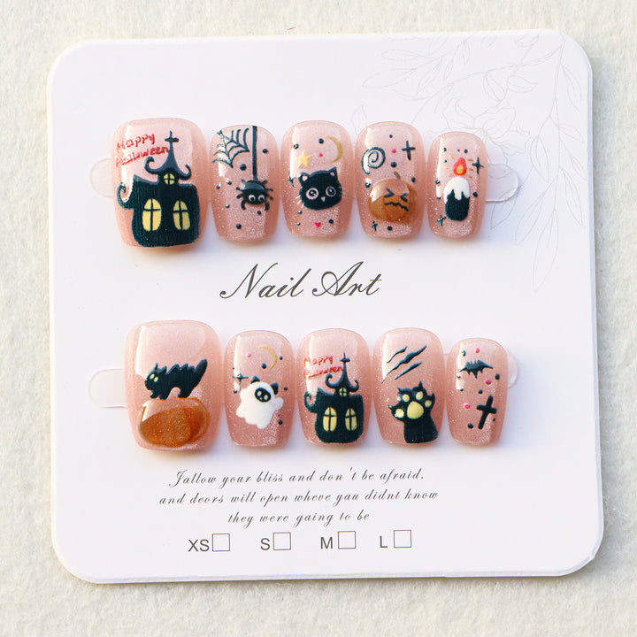 Kreatives, Halloween-Themen Press-On Nagelkunst Set Karnz