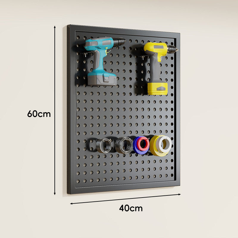 Wandmontiertes perforiertes Metall-Pegboard-Werkzeugorganisator-Panel mit modularen Haken und Aufbewahrungsbehältern