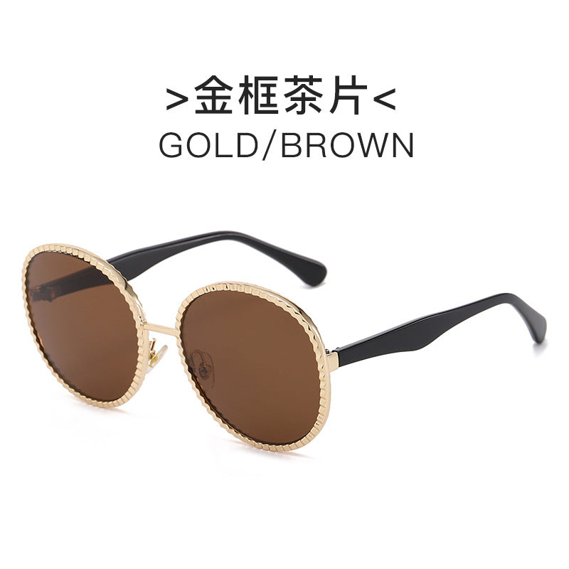 Damen elegante oversized Sonnenbrille mit gewebtem goldenen Rahmen Karnz