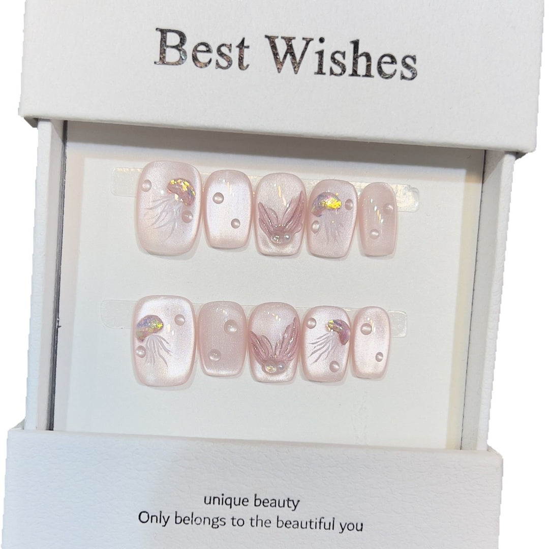 Elegantes Press-On-Nagelkunst-Set mit 3D-Flourish-Design Karnz